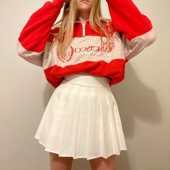 Red San Francisco academic athletic half zip pull over sweatshirt - Picture 2 of 3